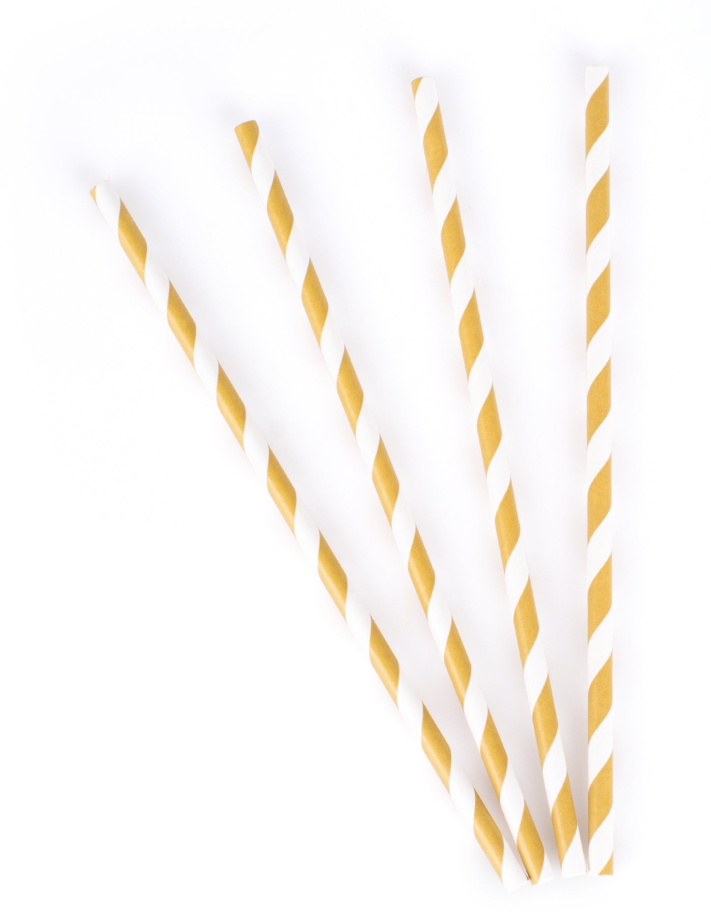 10 matných bielych a zlatých pruhovaných kartónových slamiek 19,5 cm