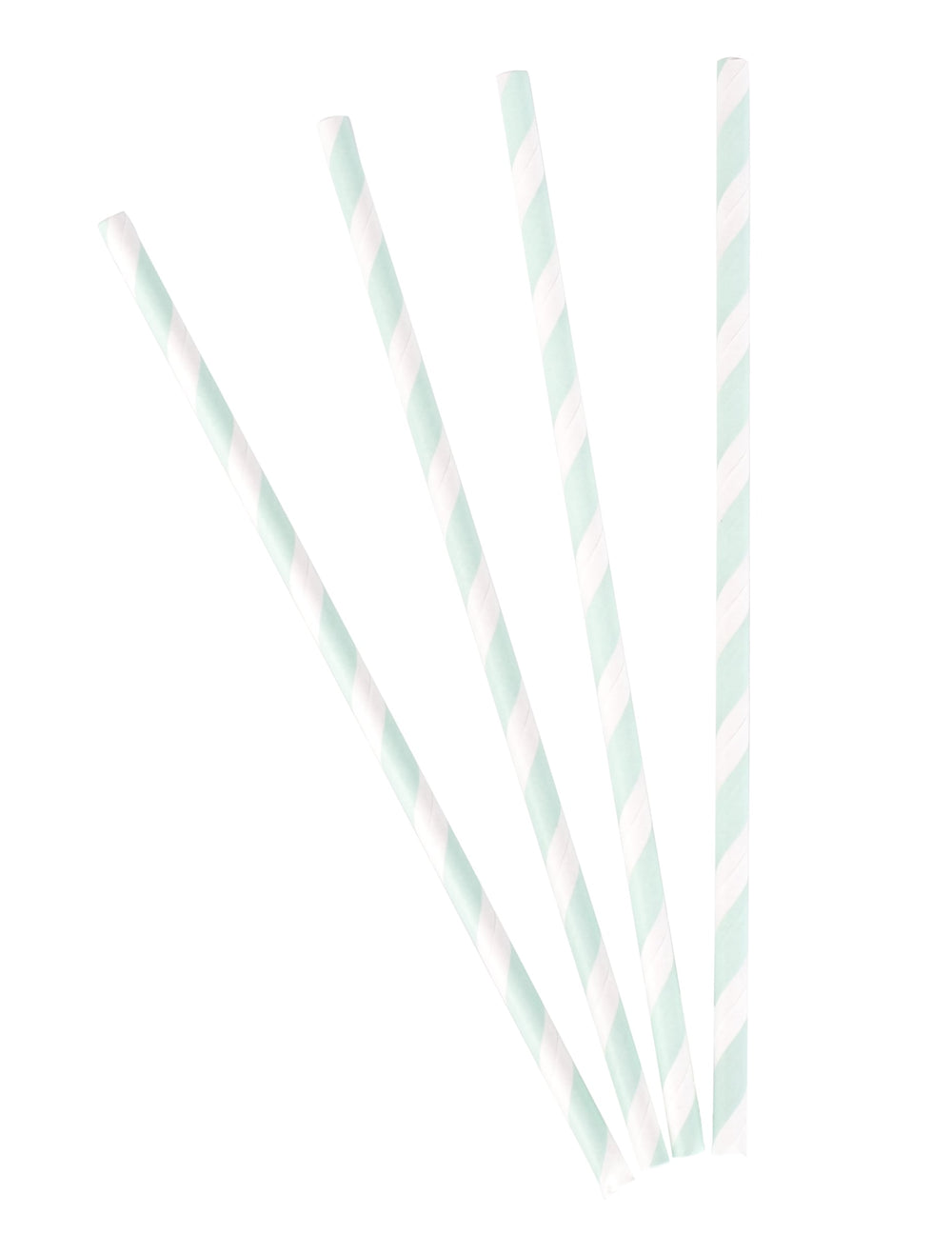 Pailles en carton rayées pour fête blanches et menthe