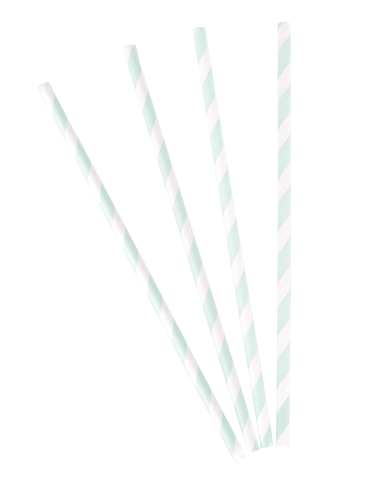 Pailles en carton rayées pour fête blanches et menthe