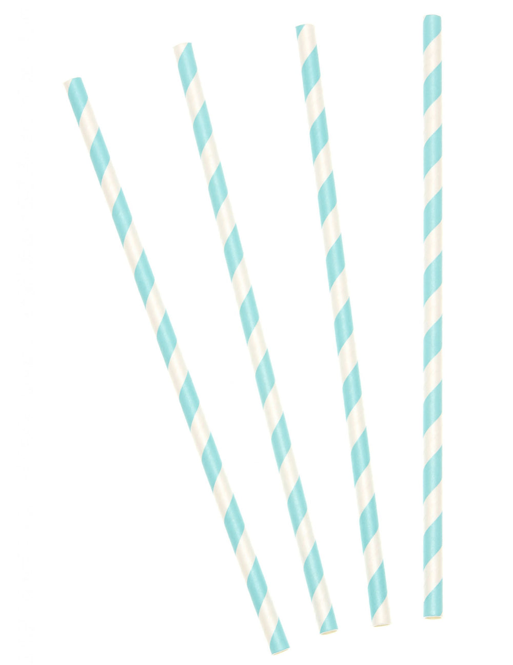 Pailles en carton rayées bleu pastel