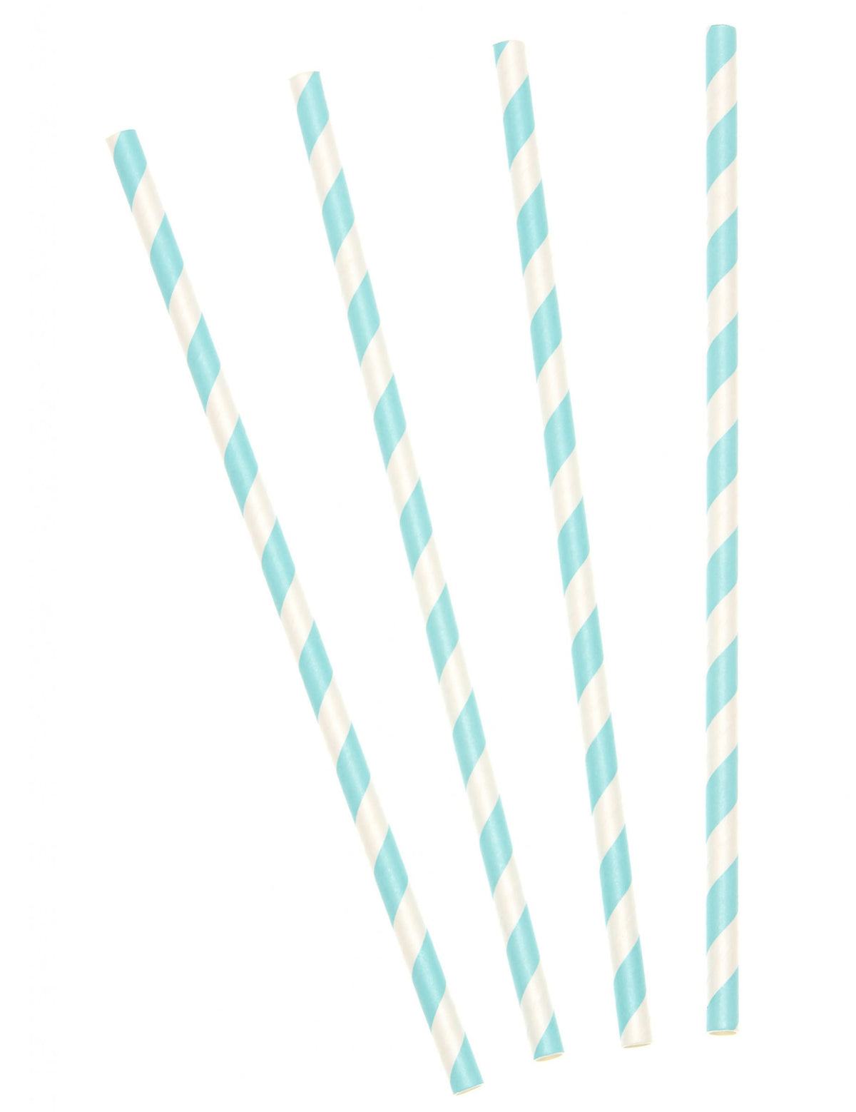 Pailles en carton rayées bleu pastel