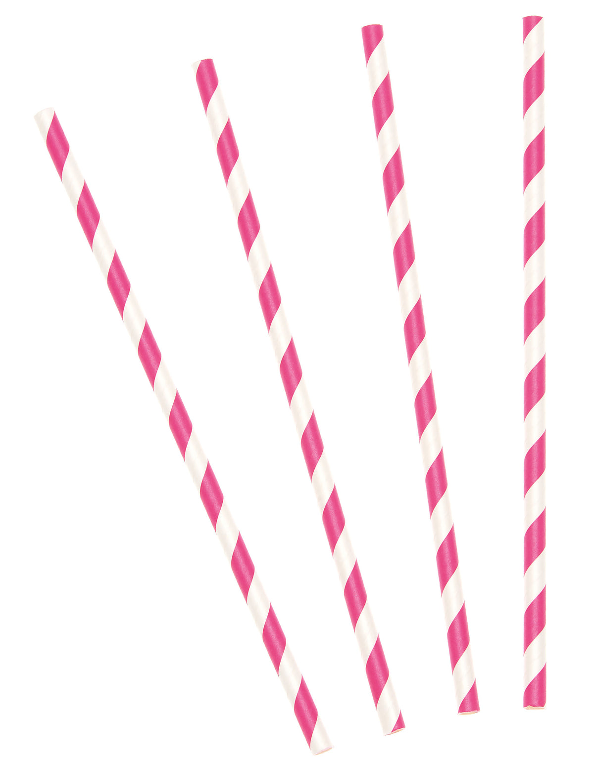 10 Pailles en carton rayées fuchsia 19,5 cm