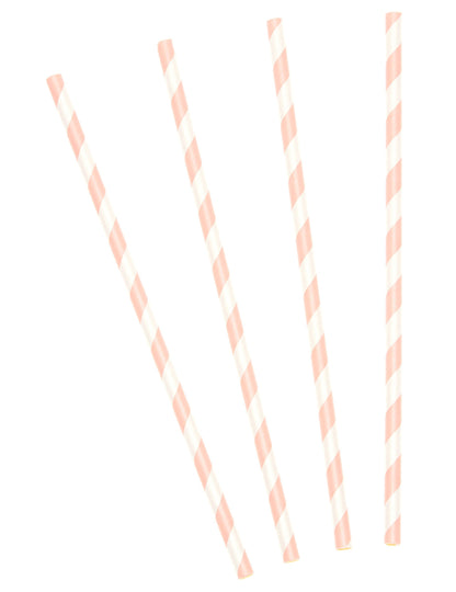 10 prútených ružových prúžkovaných papierových slamiek 19,5 cm na studené nápoje 