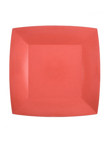 10 malých štvorcových červených kartónových tanierov 18 cm na dezert