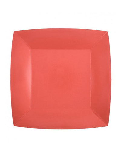 Assiettes carrées en carton pour dessert rouge