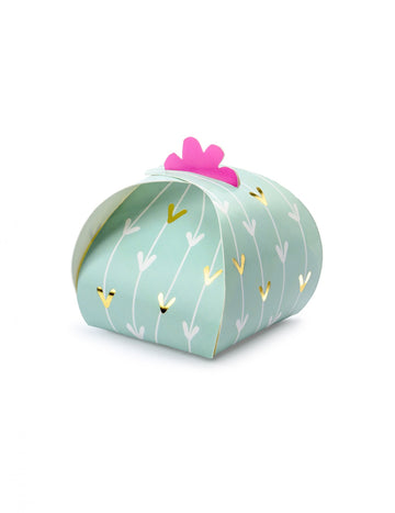 10 kartónových krabíc, kaktusovo-mätová, 6 x 6 cm fuchsia a zlato