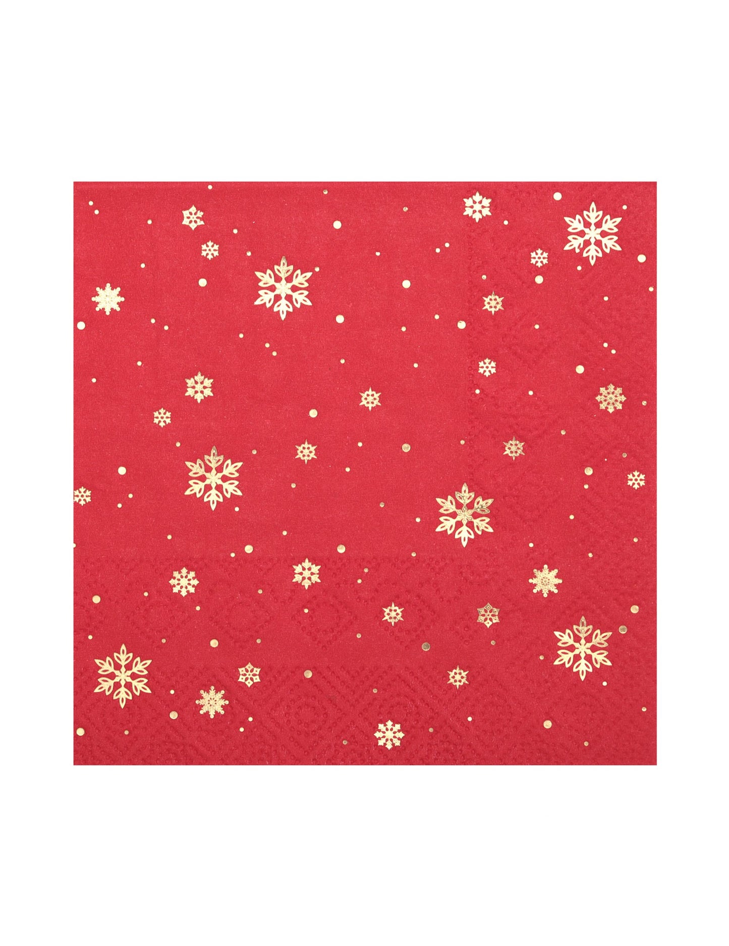 10 malých červených papierových obrúskov so zlatými vločkami, 25 x 25 cm cm Vianoce