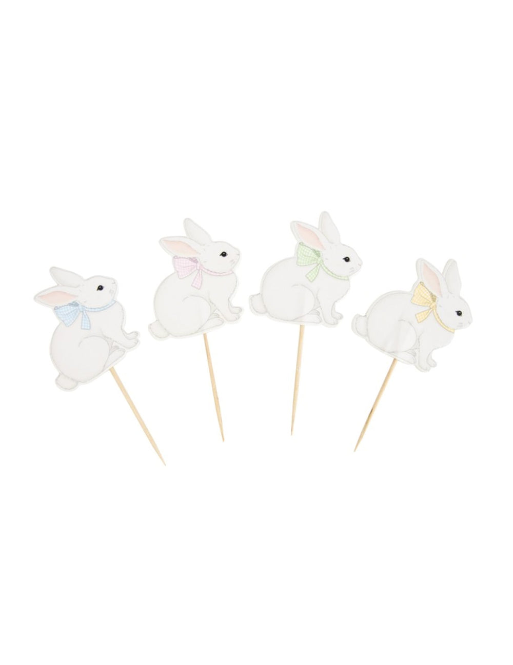 Pics à cocktail Mon Lapin pour fête blanc avec nœuds pastel