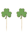 Pics en bois trèfle Saint Patrick pour la fête verts et dorés