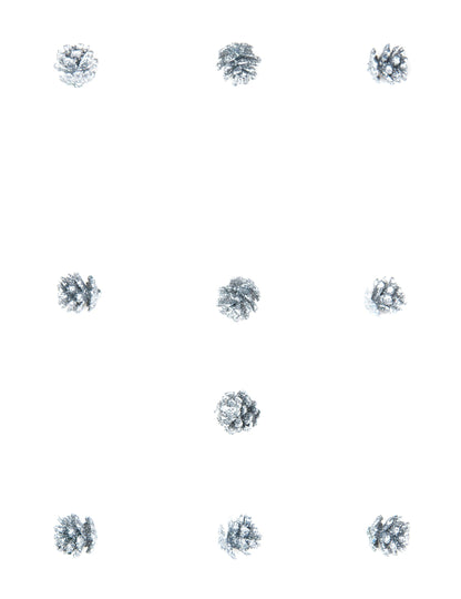 10 mini strieborných trblietavých šišiek 2 cm na Vianoce 