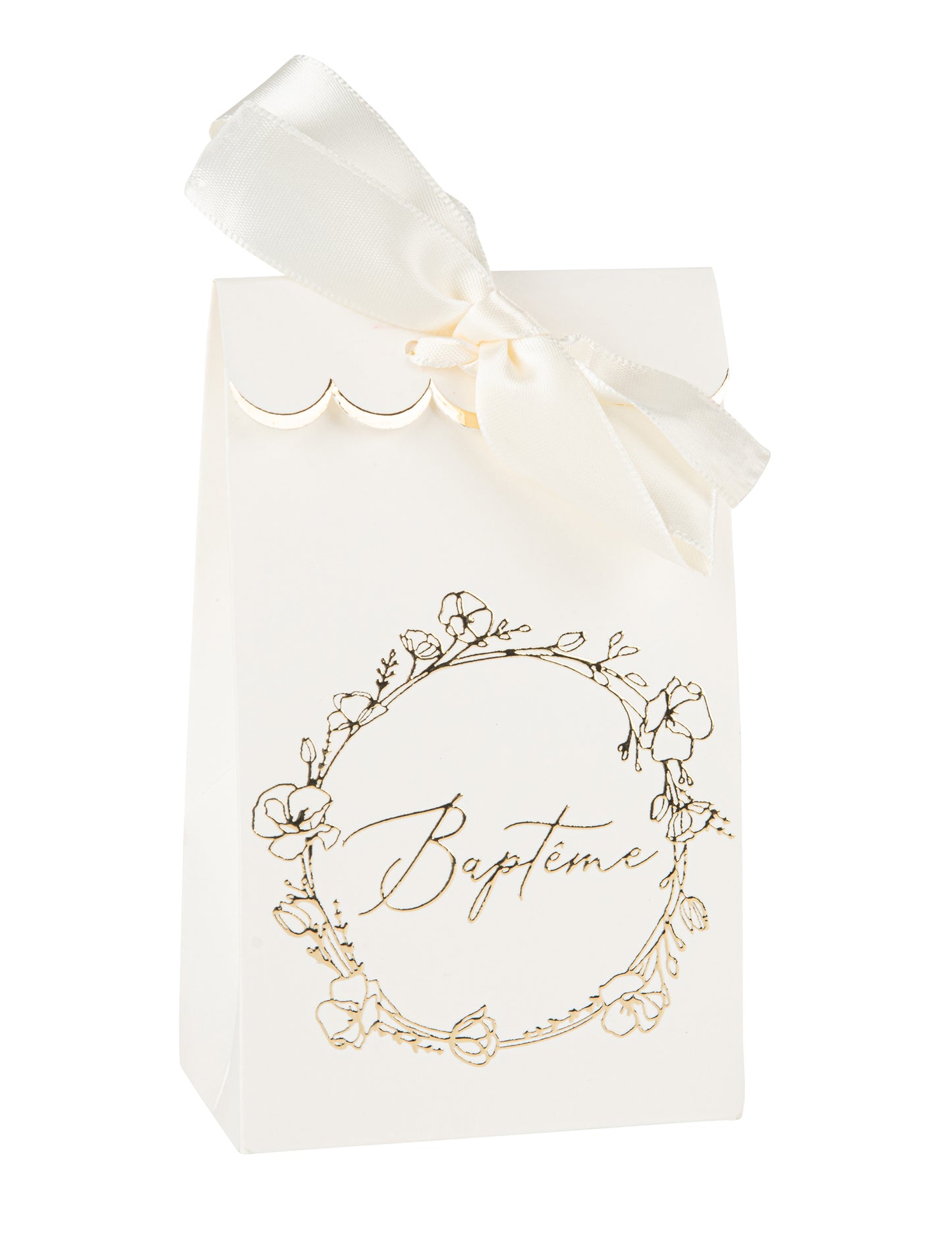 10 darčekových tašiek na krst z krémovo-zlatého bieleho papiera