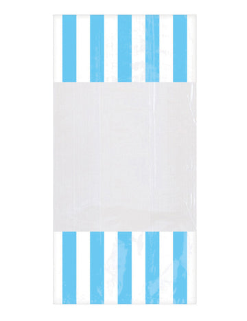 10 nebesky modrých pruhovaných plastových tašiek 25 x 13 cm s oknom