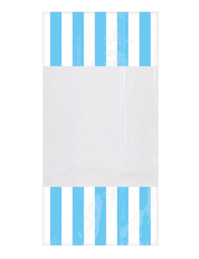 Sachets en plastique rayés pour fête bleu ciel avec fenêtre