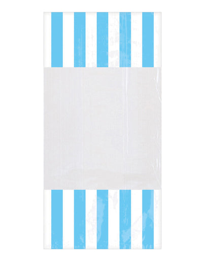 Sachets en plastique rayés pour fête bleu ciel avec fenêtre