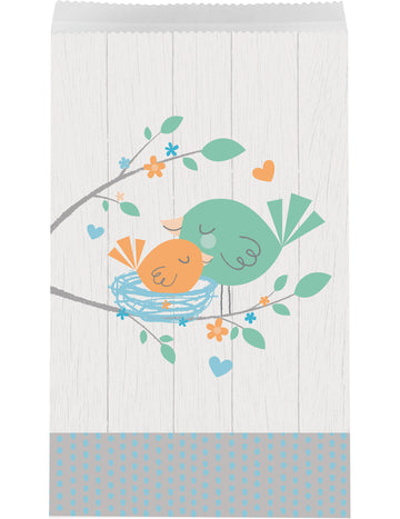 10 modrých papierových tašiek Hello Baby, 20 x 11 cm darčekové tašky