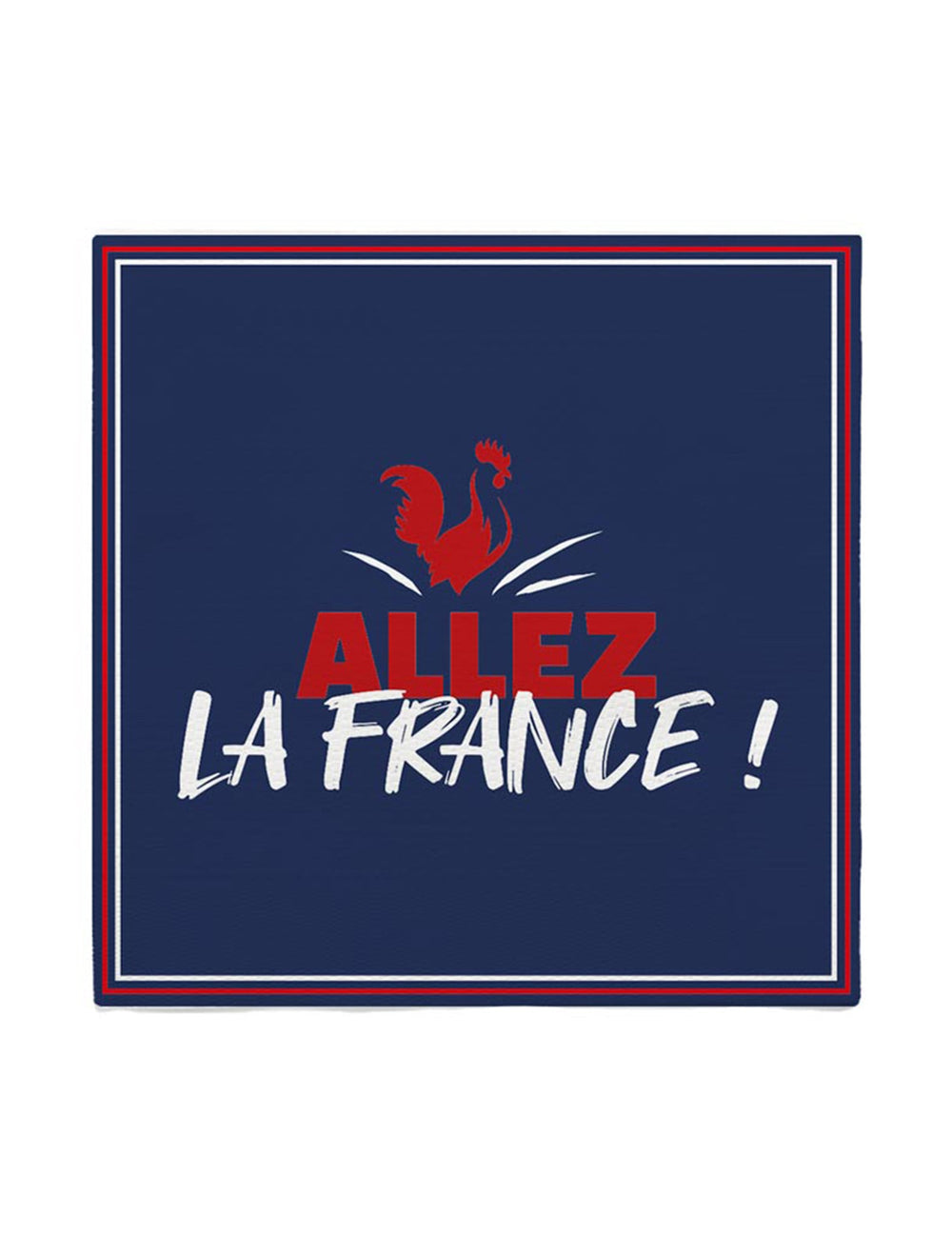 Serviettes en papier Allez la France bleu marine avec coq rouge et liseré tricolore
