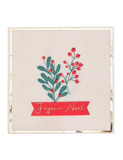 10 vianočných obrúskov s cezmínou 33 x 33 cm zlatý okraj