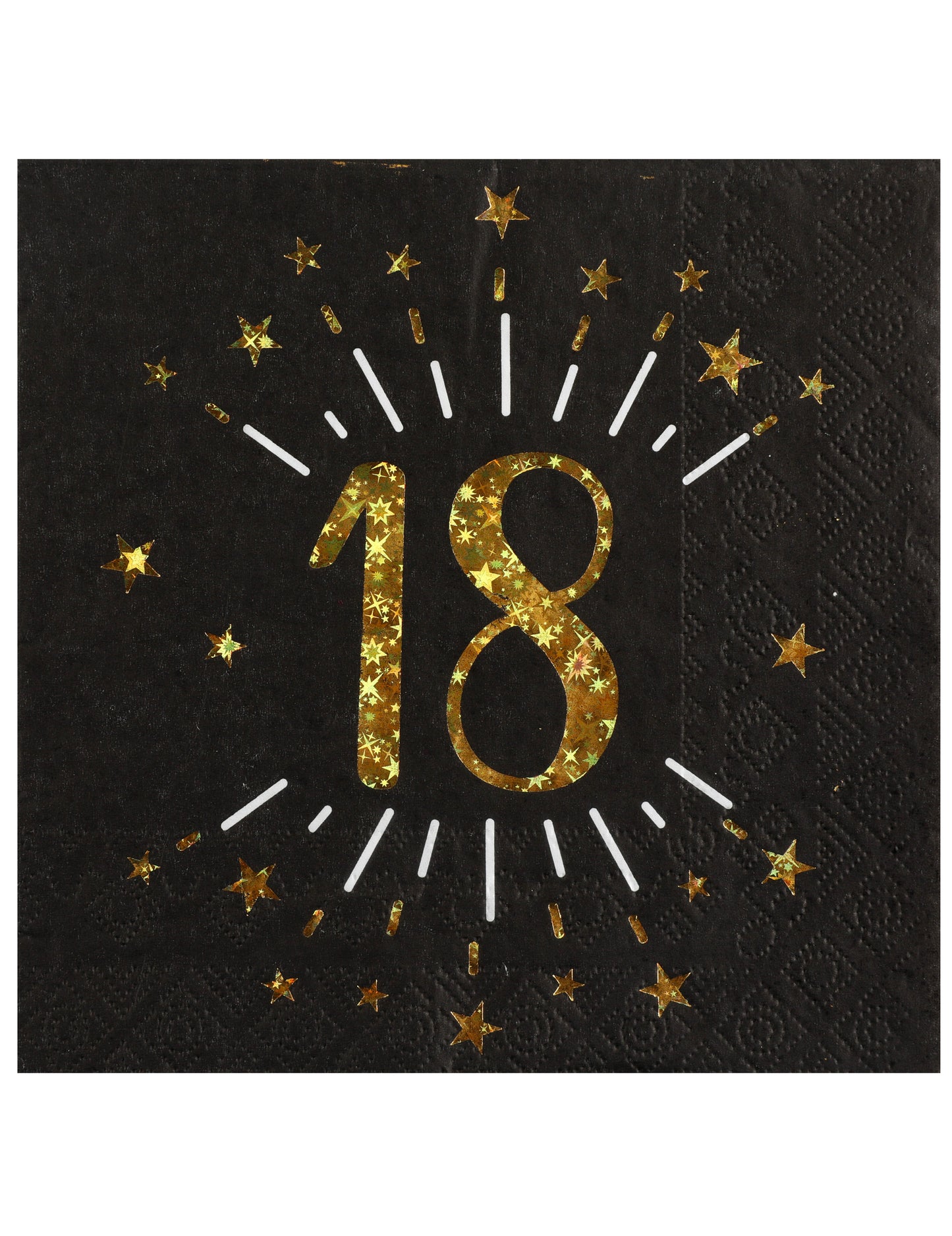 10 papierových obrúskov k narodeninám, 18 kusov, čierne a zlaté, 33 x 33 cm zlaté hviezdy