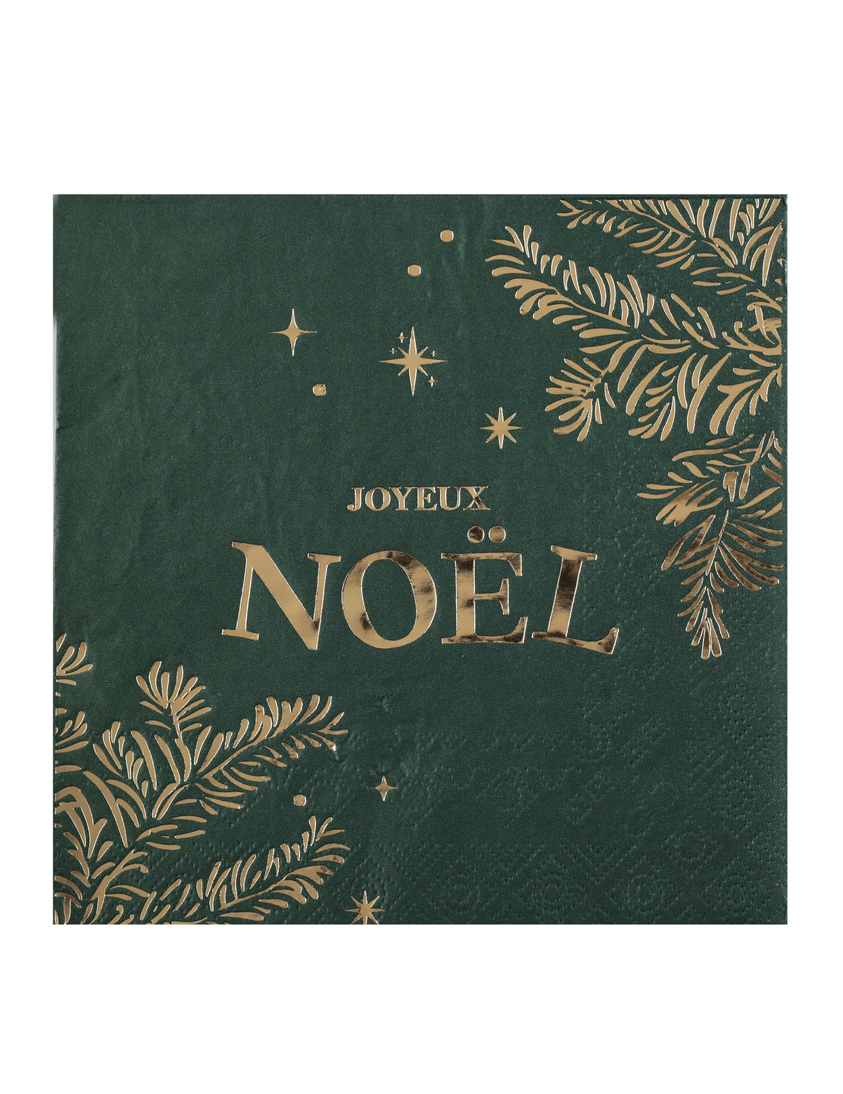 Serviettes en papier Noël pour table de fête vert et doré avec inscription Joyeux Noël