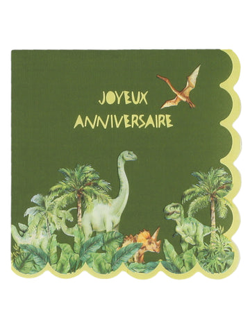 10 obrúskov s dinosaurom k narodeninám 33x33 cm v zvlnenom papieri