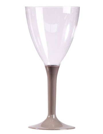 10 sivých pohárov na víno s nohou, 160 ml, plastové