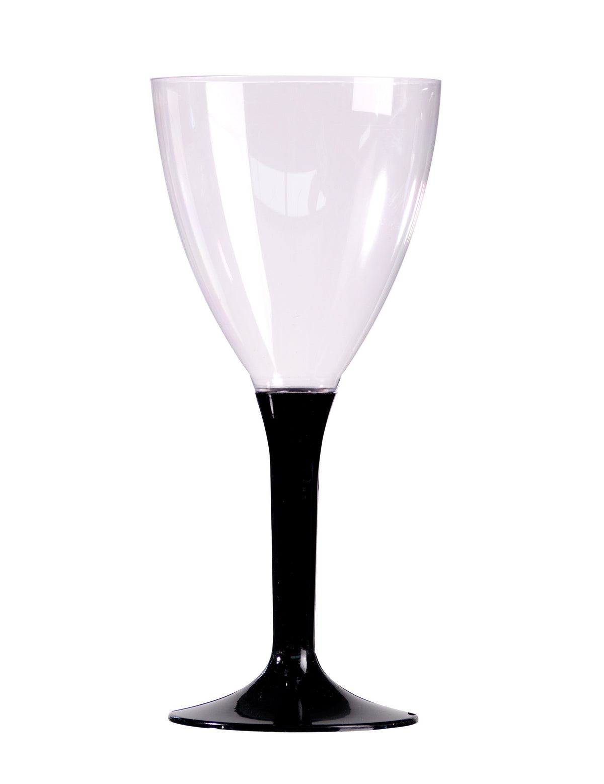 Verre à vin en plastique pour fête transparent avec pied noir