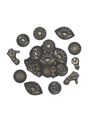 100 papierových konfiet Cosmic Spirit, čierne a zlaté, 1,5 až 4 cm