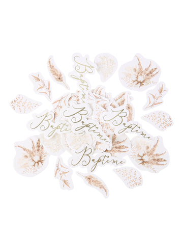 100 zlatých konfiet z pampovej trávy a bavlníkových kvetov na krst