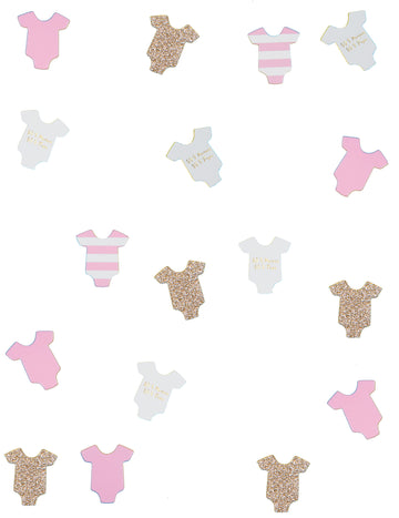 100 ružových detských body na stôl s konfetami 3 cm trblietavé a pruhované