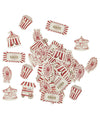 Confettis de table cirque vintage pour fête ivoire et rouge