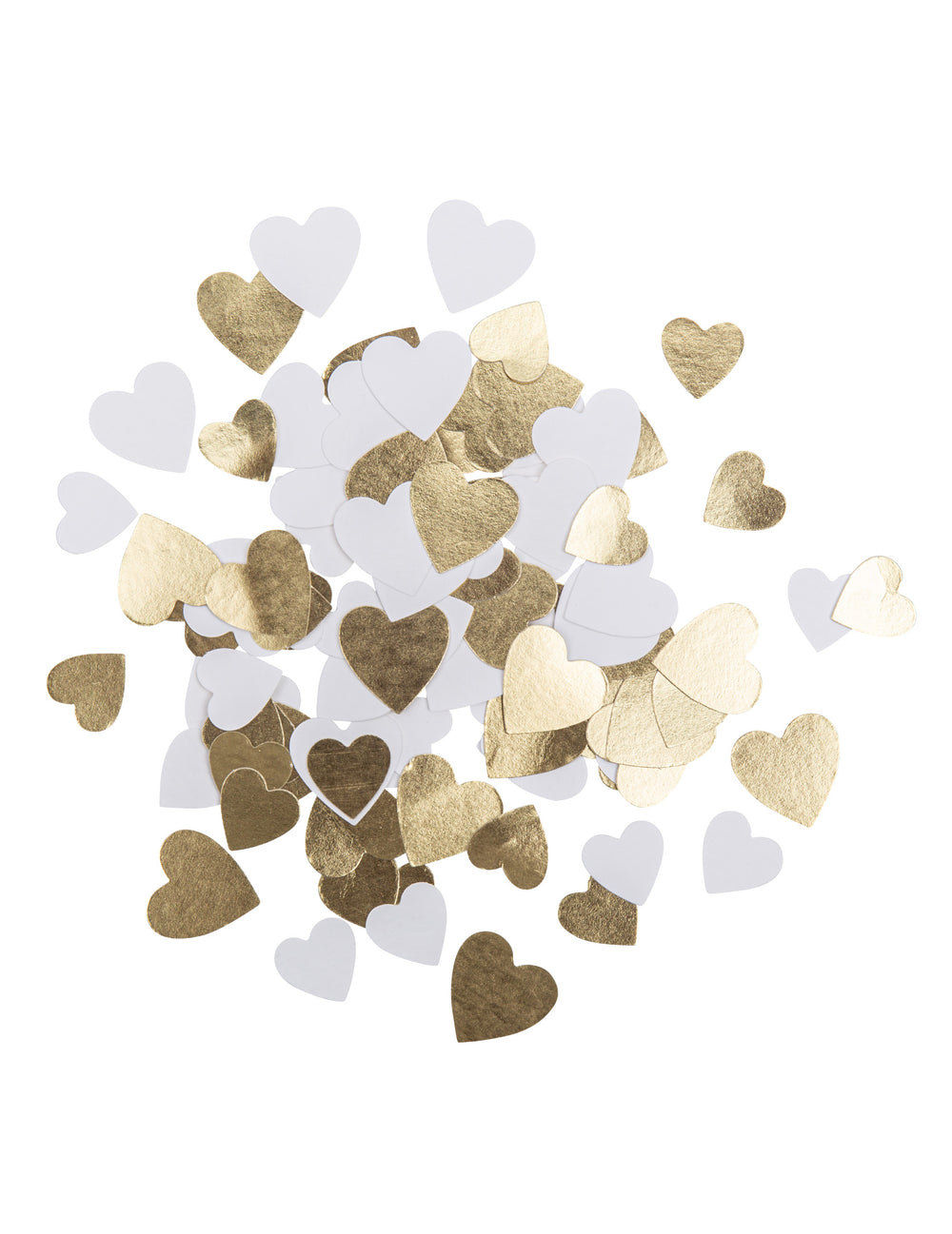 Confettis en papier petits cœurs pour mariage blancs et dorés