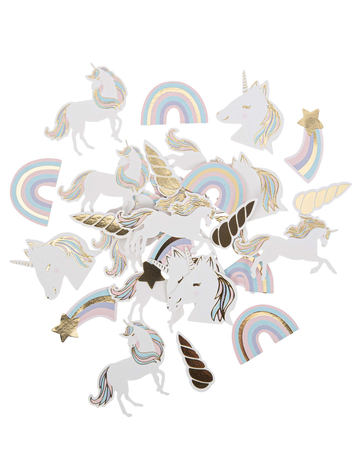 Confettis licorne pour table pastel et or