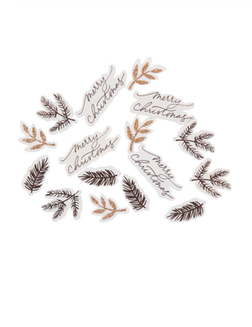 100 ružových konfiet Veselé Vianoce v ružovo-zlatej a hnedej farbe