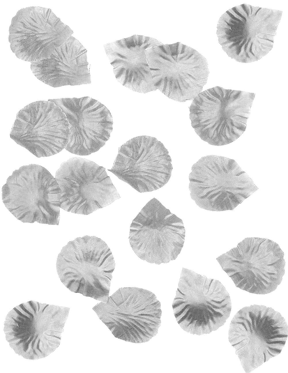 Pétales de rose en tissu pour décoration argenté