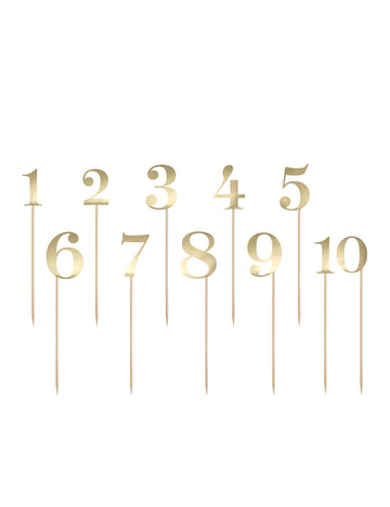 11 stolových fixiek na hrotoch, zlaté čísla 0 až 10