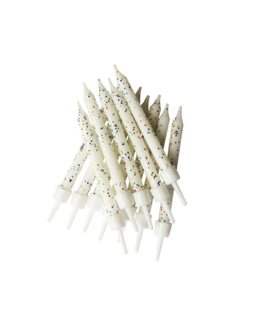 12 bielych trblietavých sviečok 7,5 cm na narodeninovú tortu