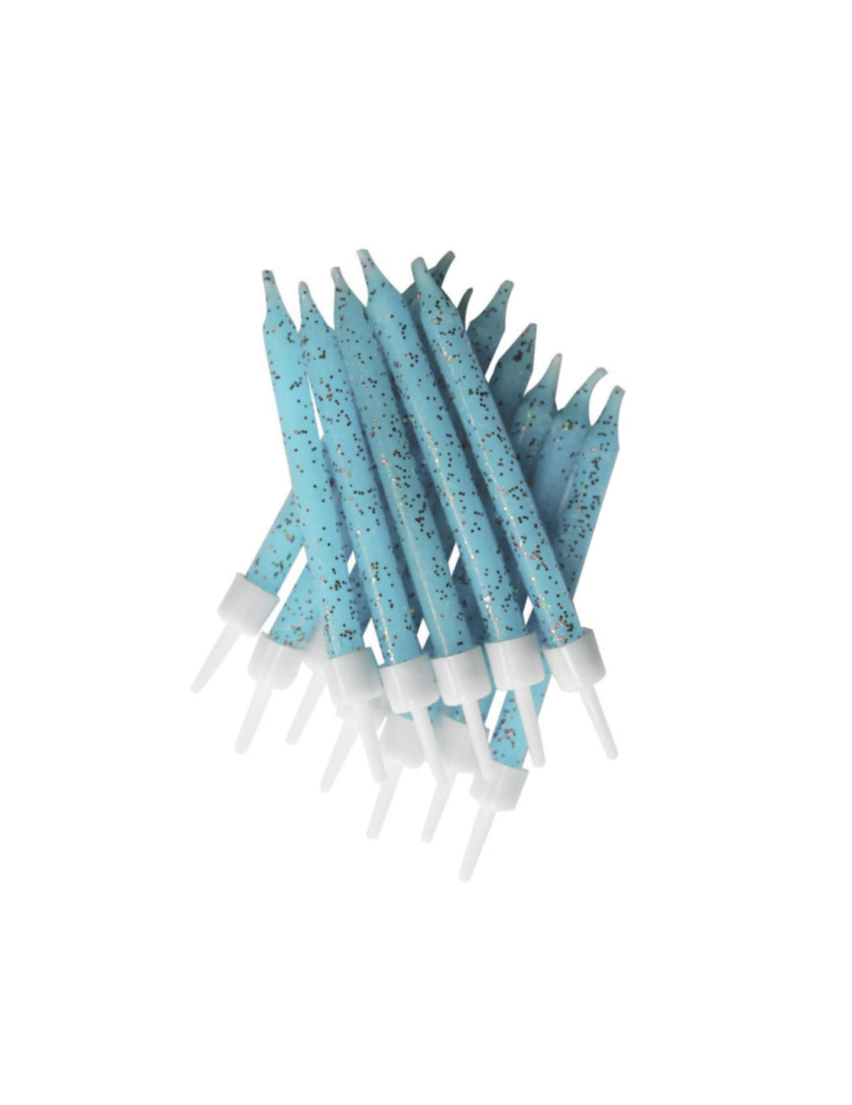 Lot de 12 bougies pour gâteau bleu pastel à paillettes
