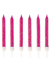 Bougies d'anniversaire rose fuchsia à paillettes avec socles
