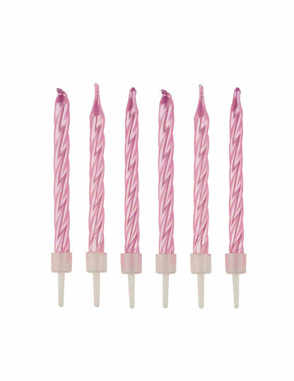 Bougies d'anniversaire spirales roses nacrées