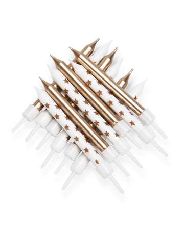 12 zlatých hviezdnych sviečok 7,5 cm na narodeniny