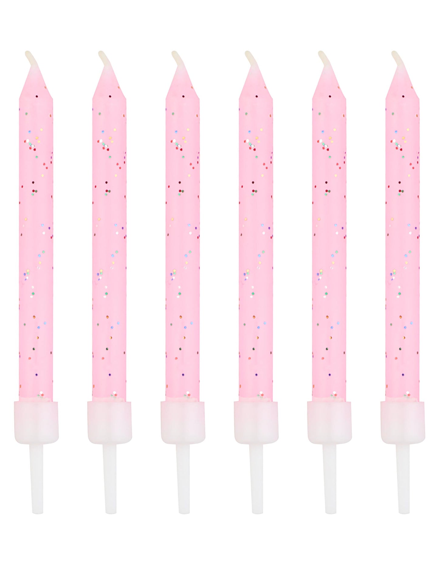 12 ružových trblietavých sviečok 7,5 cm s držiakmi 