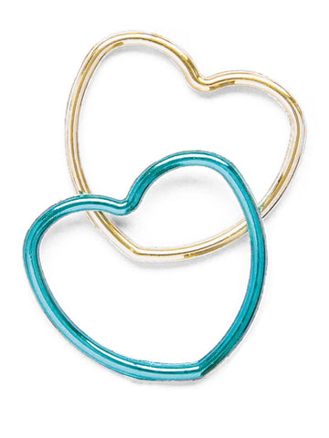 Bracelets en forme de cœur brillants pour enfant or et bleu