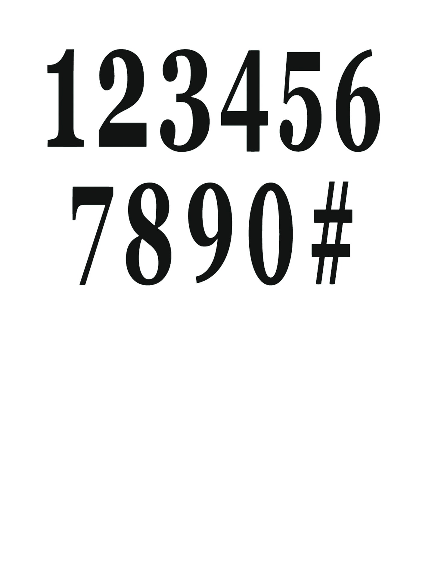 12 čiernych samolepiacich číslic 14 cm na dekoráciu