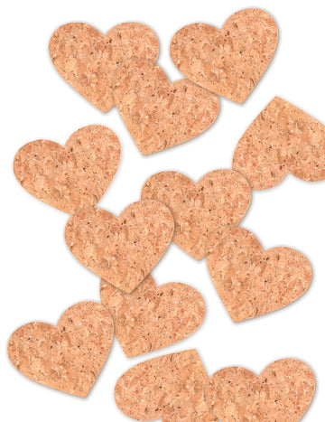 12 korkových konfiet v tvare srdca 8,3 x 7 cm na rustikálnu svadbu
