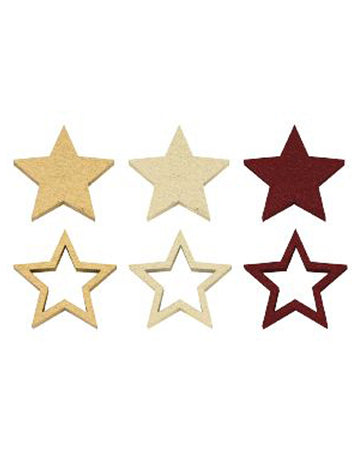 12 Marsala Gold Star Drevené stolové konfety 2.4 cm prelamované a pevné