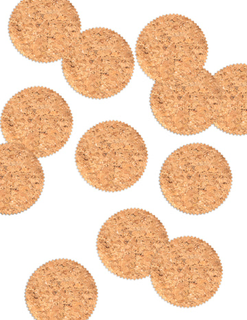 12 okrúhlych korkových konfiet 10 cm so zúbkovanými hranami