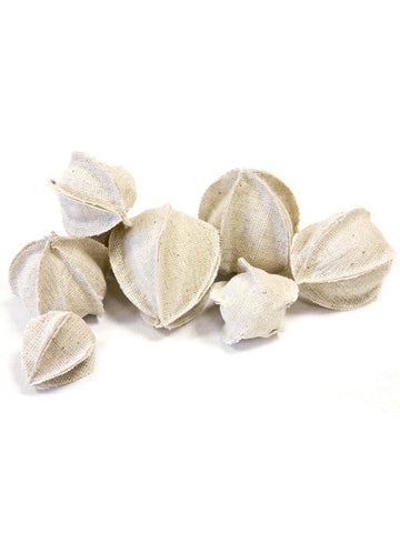 12 dekorácií physalis z prírodného ľanu 3 až 5 cm 
