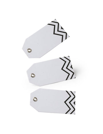 Étiquettes motif chevron pour fête blanches et noires