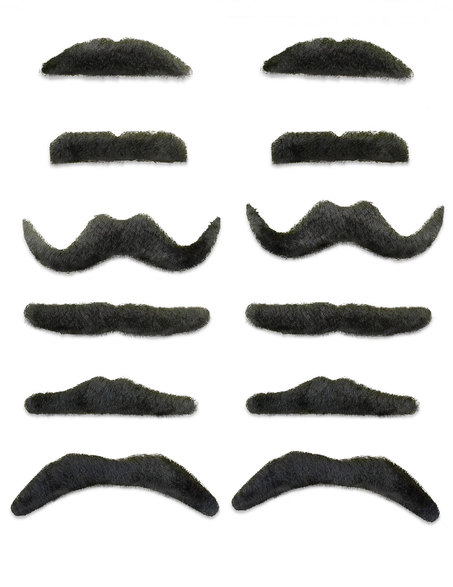 12 moustaches de déguisement pour adulte noires