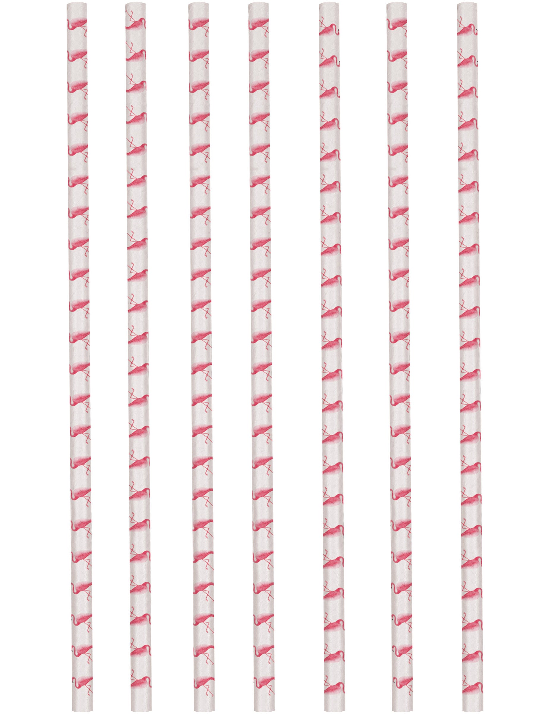 Pailles en carton flamingo paradise pour fête blanches avec motifs flamants roses